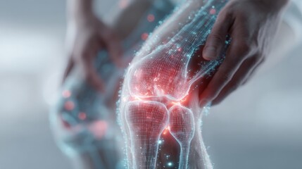 Knee pain relief techniques modern clinic health guide digital environment close-up view injury recovery strategies