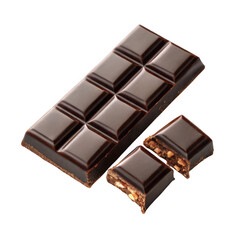 Dark chocolate bar isolated on transparent background