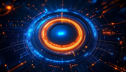 Futuristic Technological Interface: Abstract Representation of Data and Connectivity