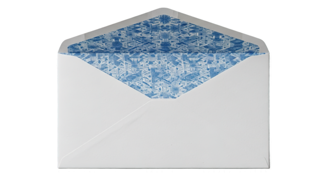 Elegant White Envelope with Blue Floral Liner
