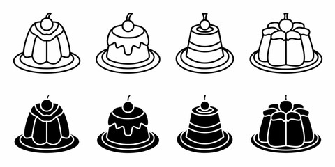 Pudding. Vector collection of Pudding icon illustration. Black icon design.