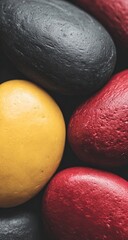 Close-up view of colorful painted stones.