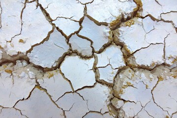 Cracked, light-colored, textured surface