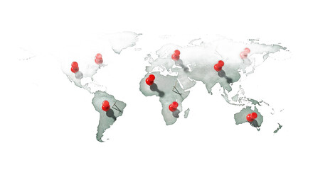 Global Network Connection World Map Pins