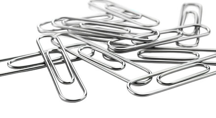 Silver Paperclips Scattered Pile Office Supplies
