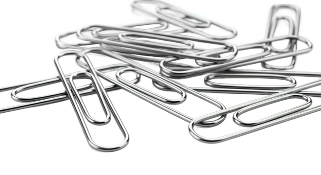 Silver Paperclips Scattered Pile Office Supplies
