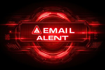 Red glowing alert, "EMAIL ALERT" on a digital interface