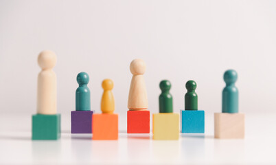 Concept of diversity, inclusion, equality is highlighted in team setup, wooden elements,...