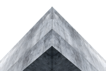 A stark, geometric perspective of a modern concrete structure's corner, showcasing a strong architectural composition.
