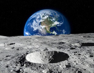 Earth viewed from the moon's surface