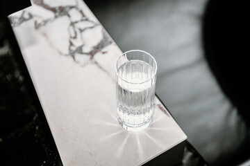 Glass Of Sparkling Water In Restaurant