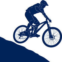Obraz premium mountain biker silhouette an epic descent, adrenaline rush, and thrilling leap of faith, isolated on transparent background
