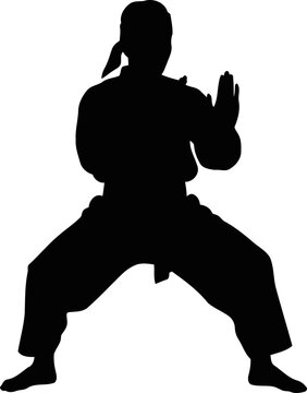 silhouette of a pencak silat artist mastering balance, power, and ancient martial arts, isolated on transparent background