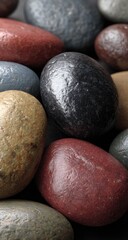 Close-up view of colorful smooth stones.
