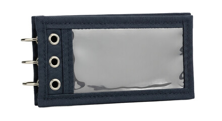 Navy Blue Fabric ID Card Holder with Clear Vinyl Window