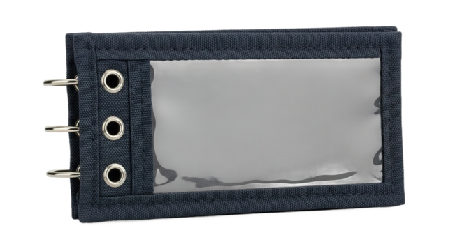 Navy Blue Fabric ID Card Holder with Clear Vinyl Window