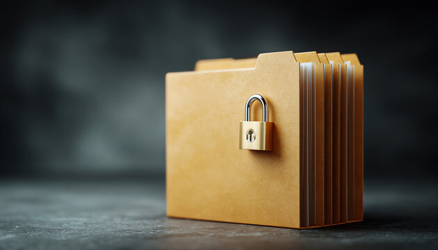 Folders padlock security privacy document protection office data confidential file. Secure folders with padlock symbolizing privacy and document - Powered by Adobe
