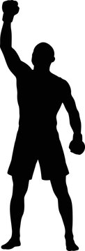unstoppable mma fighter silhouette a champions triumphant victory pose, unwavering strength, and celebratory gesture, isolated on transparent background