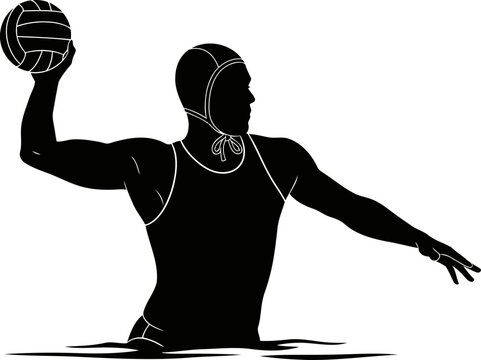 water polo silhouette dynamic throw, aquatic power, and competitive spirit, isolated on transparent background