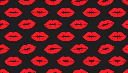 Red lips pattern on black background (1)