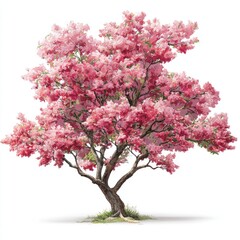 Obraz premium Lush pink flowering tree, isolated