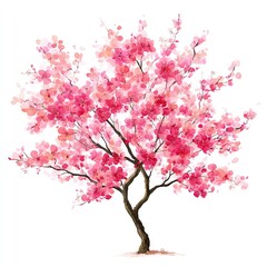 Fototapeta premium Pink blossom tree, isolated