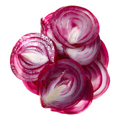Obraz premium Sliced red onions isolated on transparent background
