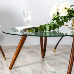 Glass coffee table with elegant decor