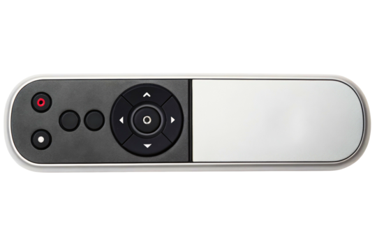 Modern presentation clicker and remote control with touchpad isolated with transparent background