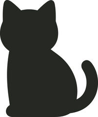 Minimalist Flat Black Cat Silhouette Sitting Isolated Shape Icon