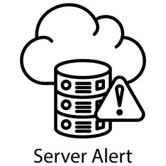 Server Alert Outline Style. Vector Illustration For Graphic Design