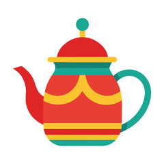 Traditional asian tea pot with intricate floral decorations and elegant border design