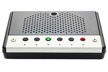 Fototapeta premium Desktop conference microphone and speaker unit for communication isolated with transparent background