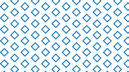 Repeating pattern of small blue diamonds with a thin outline on a white background