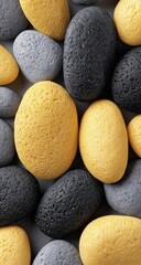 Close-up view of various colored smooth stones.