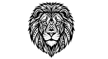 Obraz premium Geometric lion head tribal vector design black illustration