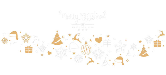 Christmas New Year Visual System: Golden Crescent Sleigh with Snow Town Scene and Typography Design for Festival Marketing