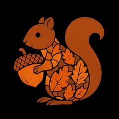 Whimsical Autumn Squirrel: Vintage Woodland Silhouette Art