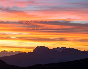 Fototapeta premium Colorful sunset over mountains