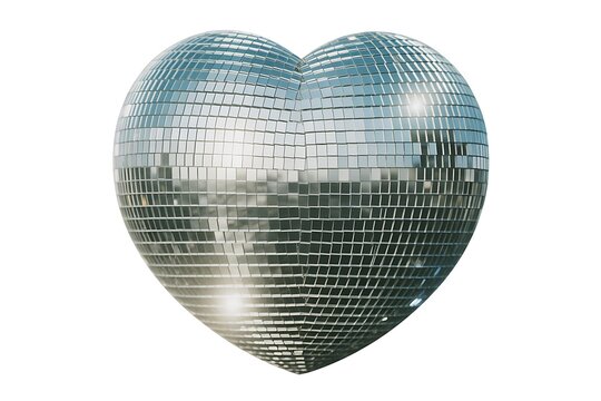 Sparkling heart disco ball reflects light, creating a vibrant, celebratory atmosphere for events - Powered by Adobe