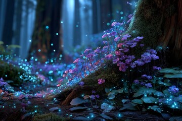 Glowing fantasy forest