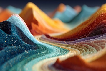Abstract AI animated colorful mountain landscape
