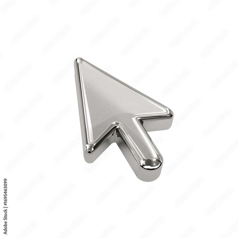 Fototapete chrome pointer icon highlighting digital interactivity with sleek rendering style