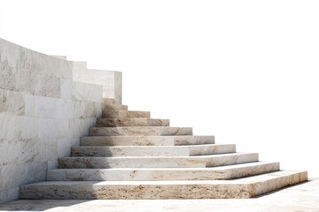 Beige stone steps ascend a wall
