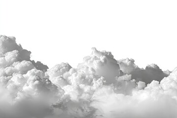Gray-scale cumulus clouds against white
