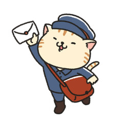 郵便配達をする猫のイラスト