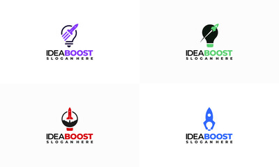 Set of Idea boost Logo designs concept vector, Inspiration Booster logo designs concept vector