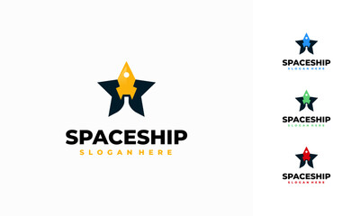 Obraz premium Rocket Star Logo designs concept vector, Spaceship logo template icon