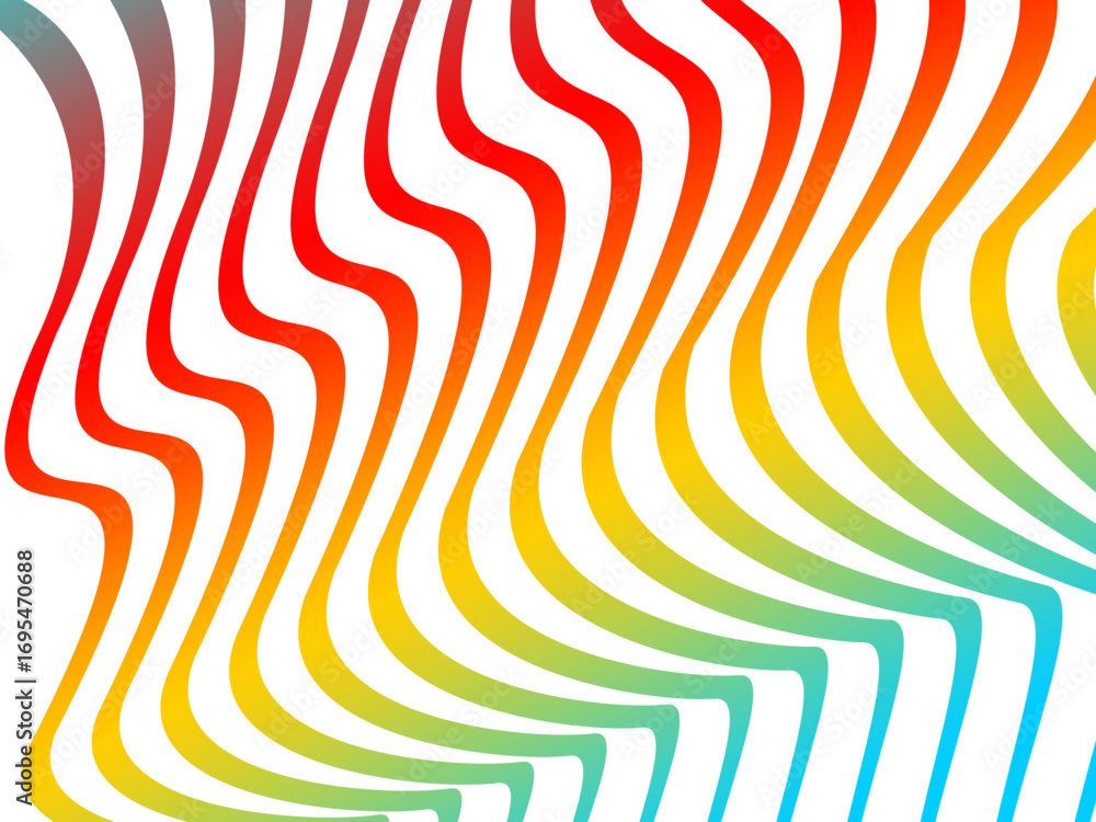 Aufkleber abstract vector white background with colorful dynamic flowing wave pattern, suitable for modern dig