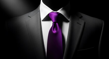 Gray suit with purple tie white shirt